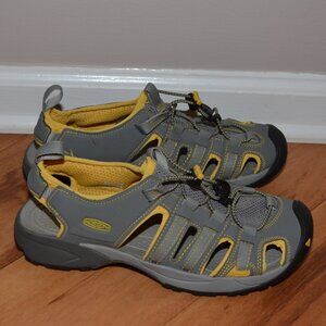 Keen Turia Sport Women's Gray/Yellow Waterproof Leather Water sandals 10.5
